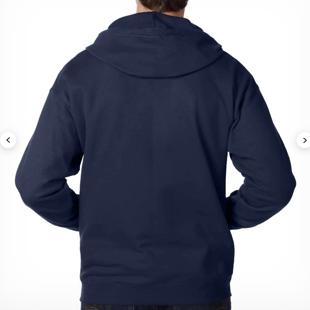Hanes Eco Smart Navy Blue Men's Medium Zip Up Hoodie Jacket Classic Lightweight - Picture 3 of 13